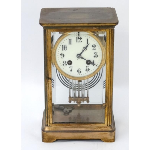 276 - Carriage Regulator clock : an 8 day, brass cased and bevelled glass ,4'' dial clock striking on a co... 