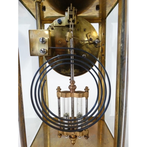 276 - Carriage Regulator clock : an 8 day, brass cased and bevelled glass ,4'' dial clock striking on a co... 