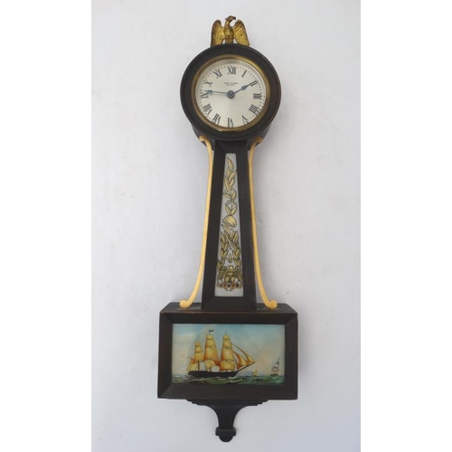 278 - American Constitution Banjo Nautical Wall Clock : a ' Seth Thomas ' signed 8 day wind- up clock ,sur... 