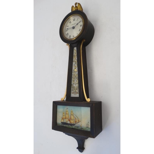 278 - American Constitution Banjo Nautical Wall Clock : a ' Seth Thomas ' signed 8 day wind- up clock ,sur... 