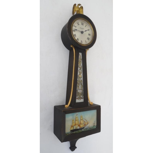 278 - American Constitution Banjo Nautical Wall Clock : a ' Seth Thomas ' signed 8 day wind- up clock ,sur... 