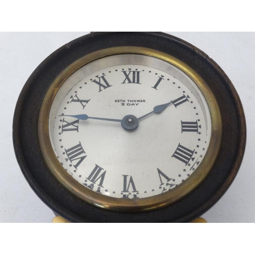 278 - American Constitution Banjo Nautical Wall Clock : a ' Seth Thomas ' signed 8 day wind- up clock ,sur... 