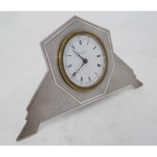 284 - Art Deco Silver cased Easel / Strutt Clock : a ' John Russel London ' ( signed )  Hall Marked Silver... 