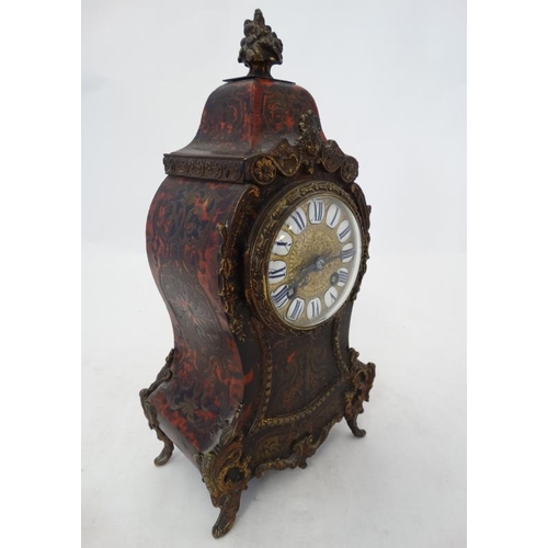 285 - French Boulle Clock : a marquetry Tortoiseshell and Ormolu 8 day Clock , the AD Mougin barrel moveme... 