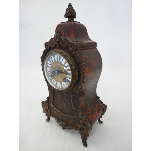 285 - French Boulle Clock : a marquetry Tortoiseshell and Ormolu 8 day Clock , the AD Mougin barrel moveme... 