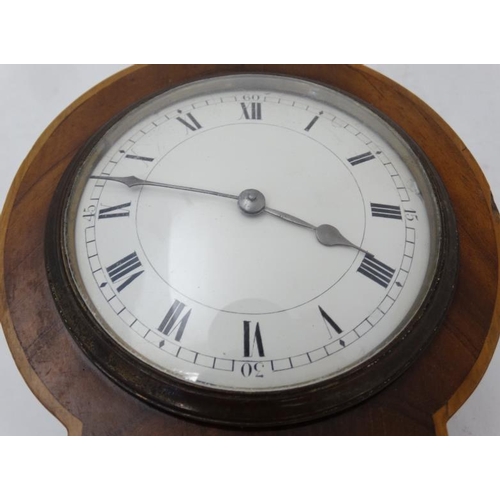 291 - Flame Mahogany mantle clock: an unusual shaped ' Keyhole ' shaped Flame mahogany cased clock ( timep... 