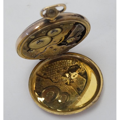 293 - 19thC Cast Iron Rococo pocket watch stand and gold pocket watch : a 9 (.375) gold cased Swiss Top Wi... 