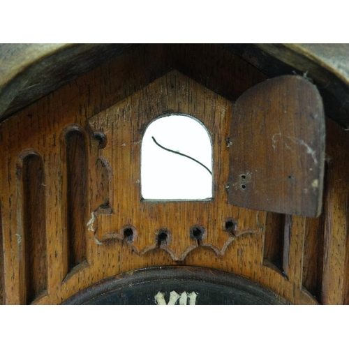 297 - Rare signed Black Forest Cuckoo Clock : Gordian Hettich & Sohne mantle / Table top oak cased 8 day c... 