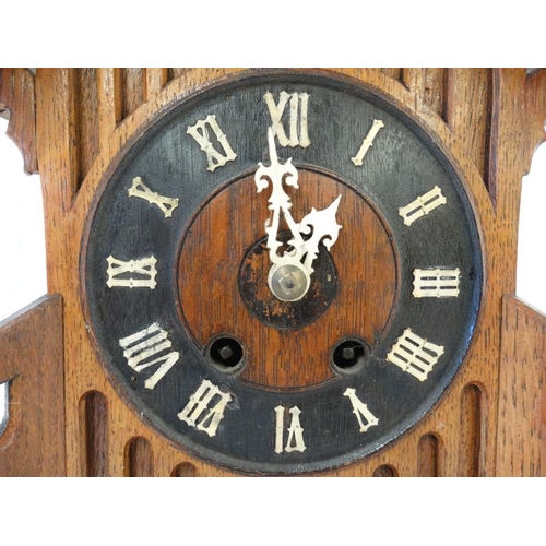 297 - Rare signed Black Forest Cuckoo Clock : Gordian Hettich & Sohne mantle / Table top oak cased 8 day c... 