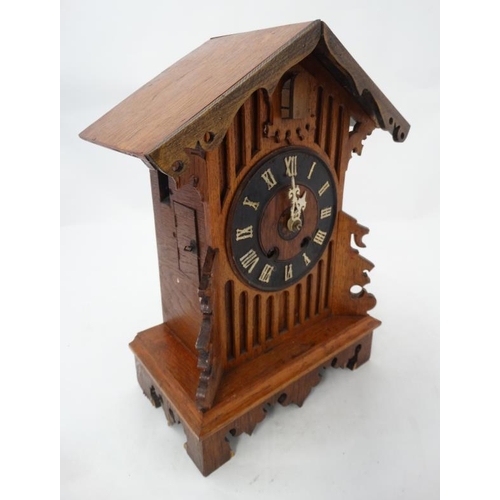 297 - Rare signed Black Forest Cuckoo Clock : Gordian Hettich & Sohne mantle / Table top oak cased 8 day c... 