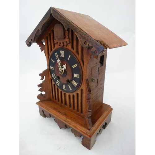 297 - Rare signed Black Forest Cuckoo Clock : Gordian Hettich & Sohne mantle / Table top oak cased 8 day c... 