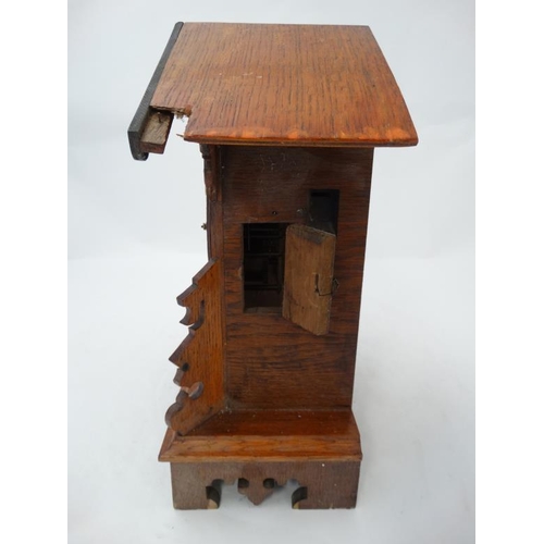 297 - Rare signed Black Forest Cuckoo Clock : Gordian Hettich & Sohne mantle / Table top oak cased 8 day c... 