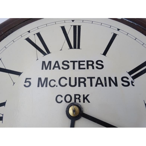 300 - Irish Wall Clock : ' Masters 5 McCurtain St. Cork ' a 12'' wall clock ( timepiece ) with key wind mo... 