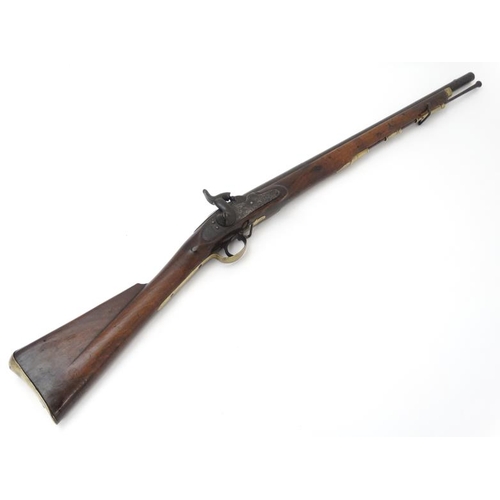 307 - Militaria : A Victorian muzzleloading percussion carbine Tower Rifle , converted from flintlock with... 