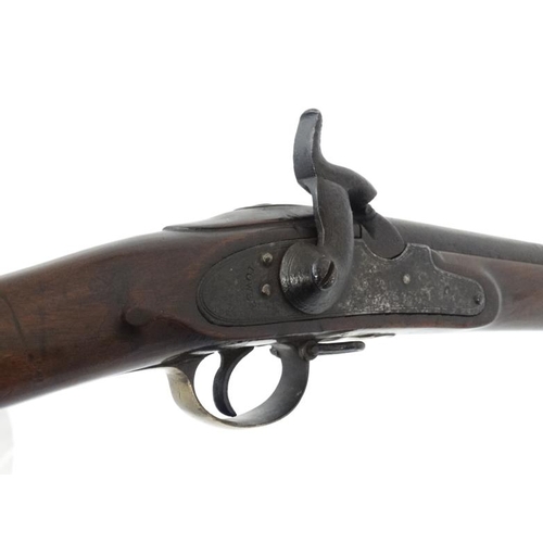 307 - Militaria : A Victorian muzzleloading percussion carbine Tower Rifle , converted from flintlock with... 