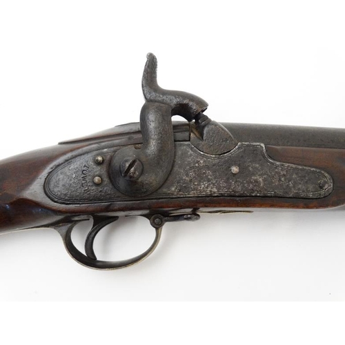 307 - Militaria : A Victorian muzzleloading percussion carbine Tower Rifle , converted from flintlock with... 