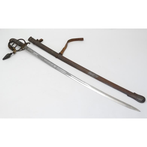 309 - Militaria : An 1845 pattern Infantry Officer's sword , having a 33'' blade decorated with foliate an... 