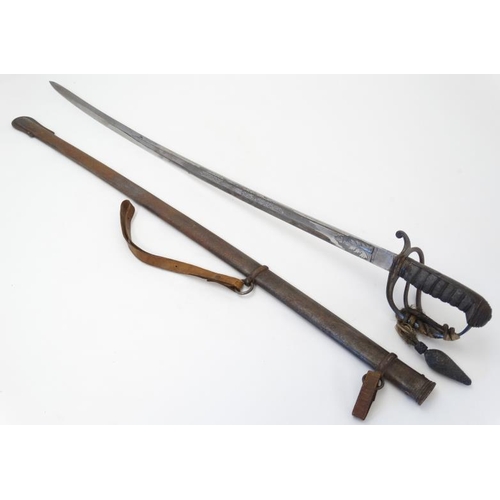 309 - Militaria : An 1845 pattern Infantry Officer's sword , having a 33'' blade decorated with foliate an... 