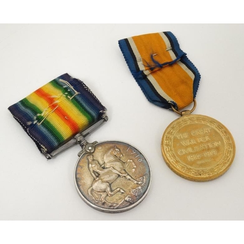 319 - 44673 Pte A Butler , Manchester Regiment : two WWI campaign medals , comprising a British War Medal ... 