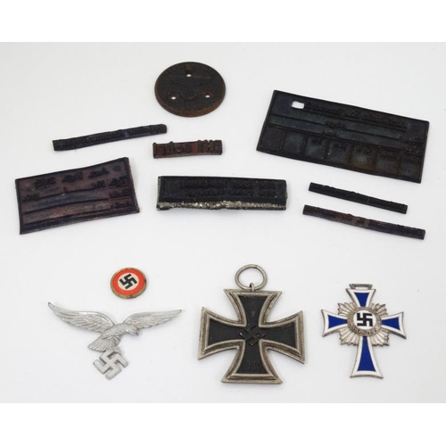 322 - Militaria : A collection of Third Reich items , to include a Cross of Honour of the German Mother ( ... 