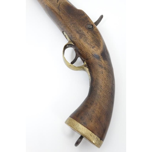 326 - Militaria : A 19thC East India Company pattern Percussion Pistol ( possible flintlock conversion ) h... 