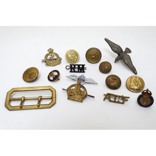 335 - Militaria : A collection of military dress badges , to include Royal Marines , Royal Army Ordinance ... 