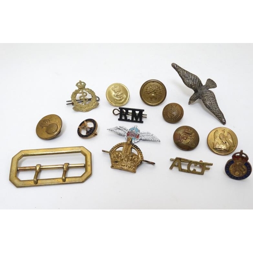 335 - Militaria : A collection of military dress badges , to include Royal Marines , Royal Army Ordinance ... 