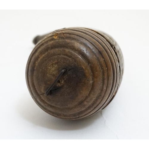 343 - Shooting : A 19thC American ox horn Powder Flask , approximately 9 1/2'' long