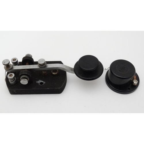 344 - Militaria : A WWII - era ' Speed X ' Morse Code signal unit / telegraph key , the Bakelite section w... 