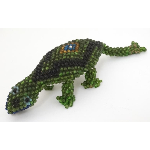 346 - Militaria : An Ottoman Prisoner of War small bead work Lizard , 6 1/2'' long .