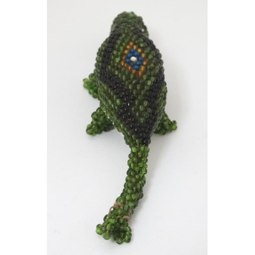 346 - Militaria : An Ottoman Prisoner of War small bead work Lizard , 6 1/2'' long .