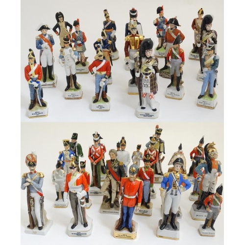 350A - Militaria : A collection of over 40 ceramic Military Figures , depicting 18th and 19thC soldiers and... 