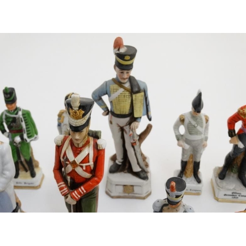 350A - Militaria : A collection of over 40 ceramic Military Figures , depicting 18th and 19thC soldiers and... 