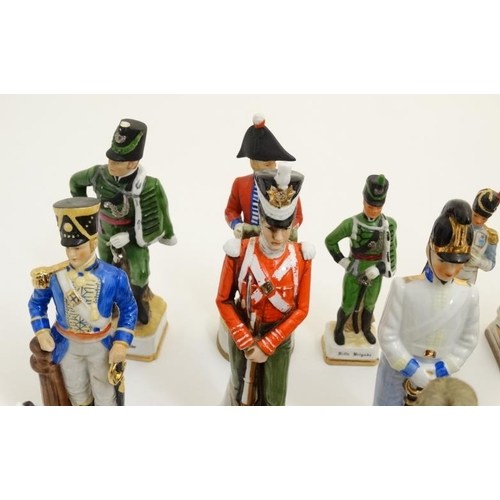 350A - Militaria : A collection of over 40 ceramic Military Figures , depicting 18th and 19thC soldiers and... 