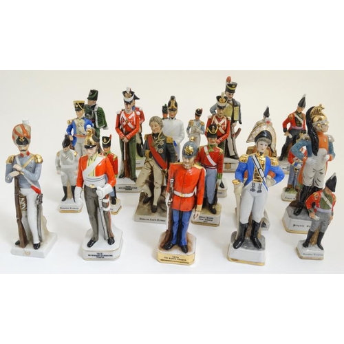 350A - Militaria : A collection of over 40 ceramic Military Figures , depicting 18th and 19thC soldiers and... 