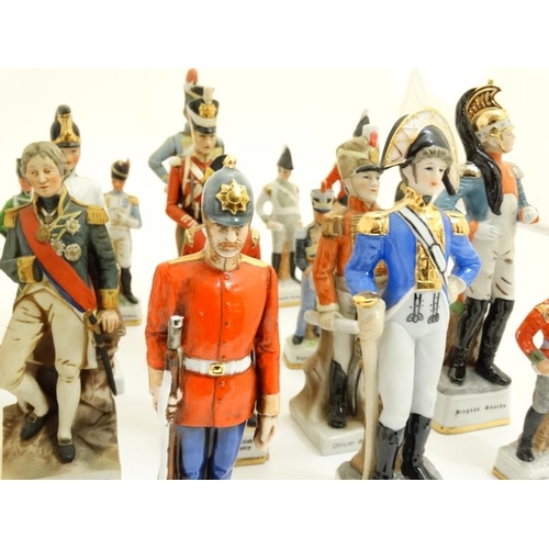 350A - Militaria : A collection of over 40 ceramic Military Figures , depicting 18th and 19thC soldiers and... 