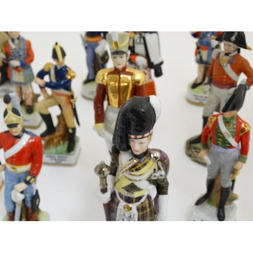 350A - Militaria : A collection of over 40 ceramic Military Figures , depicting 18th and 19thC soldiers and... 