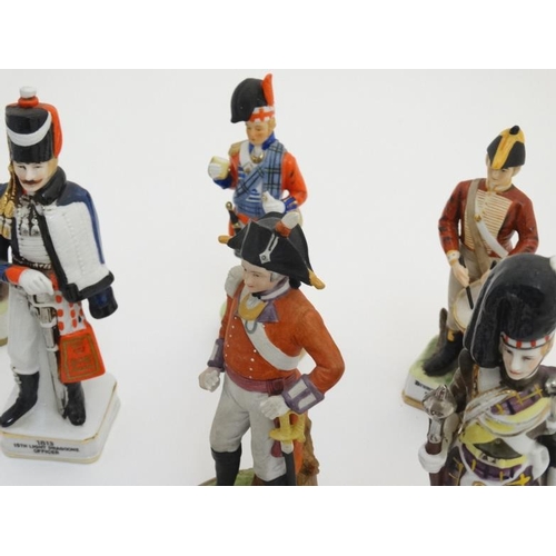 350A - Militaria : A collection of over 40 ceramic Military Figures , depicting 18th and 19thC soldiers and... 