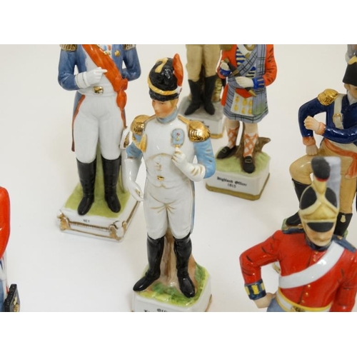 350A - Militaria : A collection of over 40 ceramic Military Figures , depicting 18th and 19thC soldiers and... 