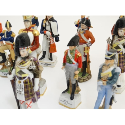 350A - Militaria : A collection of over 40 ceramic Military Figures , depicting 18th and 19thC soldiers and... 