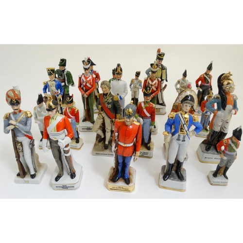 350A - Militaria : A collection of over 40 ceramic Military Figures , depicting 18th and 19thC soldiers and... 