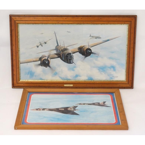 352 - Chris Golds XX A polychrome print entitled ' Our First Reply ' depicting Wellington Bombers in forma... 