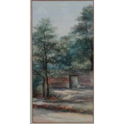 37 - A Wilkinson c. 1900, Watercolours, a pair,  Outside the walled garden,  Silver birch tree, Both sign... 