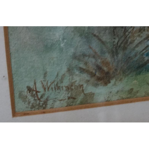 37 - A Wilkinson c. 1900, Watercolours, a pair,  Outside the walled garden,  Silver birch tree, Both sign... 