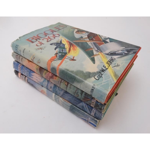 371 - Books: A collection of 4 ''Biggles'' books by Capt W.E Jones, to include ''Biggles of 266'' , '' Big... 