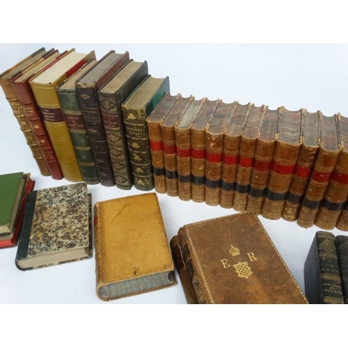 373 - A Large collection of approximately 61 leather bound books to include: ''  History of England'' volu... 