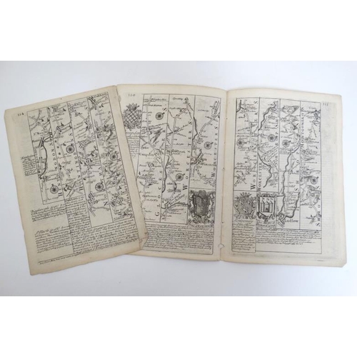 375 - Maps: A set of three strip maps taken from Owen's Britannia Depkta (1764), showing the Road from Lon... 