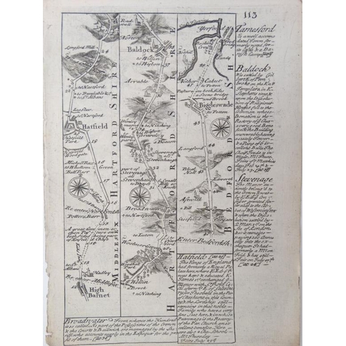 375 - Maps: A set of three strip maps taken from Owen's Britannia Depkta (1764), showing the Road from Lon... 