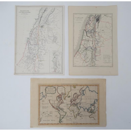 376 - Maps: A collection of three hand coloured maps , to include '' Palestine in the Time of Our Saviour ... 