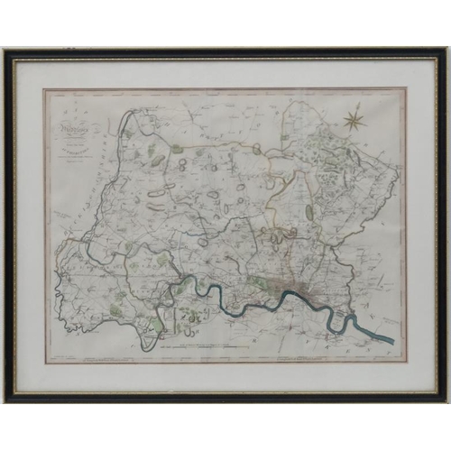 377 - Maps ; A map of Middlesex. Published by John Stockdale Piccadilly 26th March 1805. Engraved by J. Ca... 